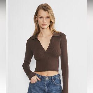 NWT Babaton Sculpt Knit Polo Longsleeve M